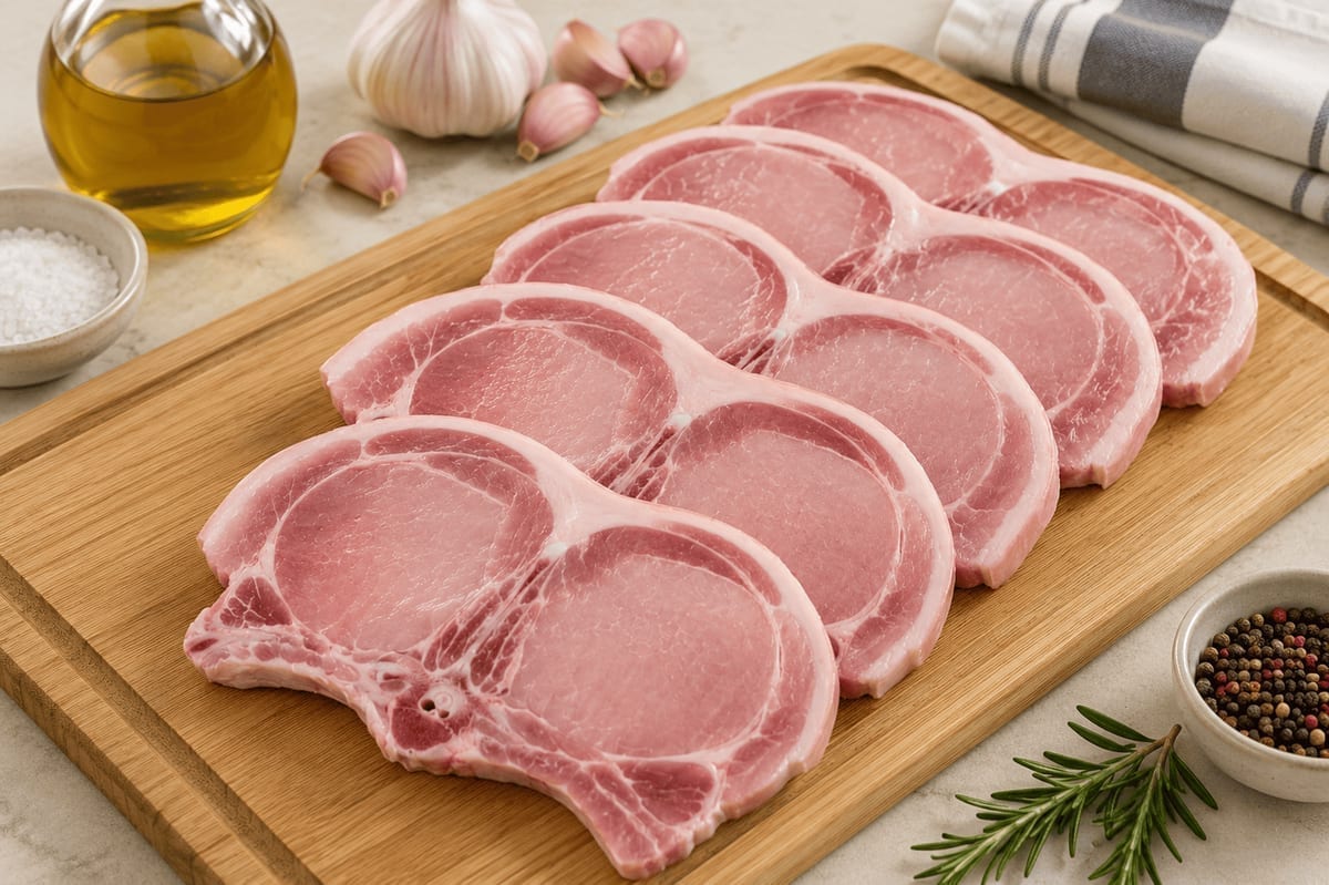 Chuleta porcionada — Crudo en cocina